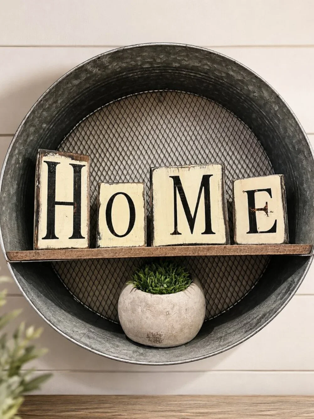 Charming handmade rustic HOME wood block décor set